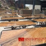 Custom China Teak Wood Marble Polished slab (10)