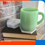 Hexagon shape white marble stone coaster 03