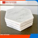 Hexagon shape white marble stone coaster