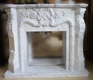 white marble fireplace STS-0804