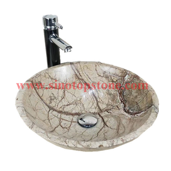 Round natural stone Vessel sink Rainforest Green marble bathromm sinks for sale03