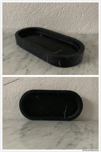 Oval Shape Nero Marquina Marble Jewelry or Cosmetic Tray