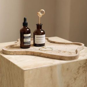 Beige Travertine Organic Tray