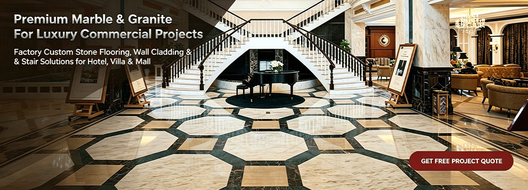 Luxury hotel lobby marble flooring project, custom marble and granite supply from Sino Top Stone China factory